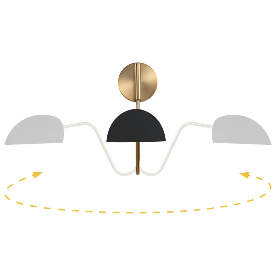 Trilby 1-Light Adjustable Wall Sconce in Matte Black with Burnished Brass - Image 3