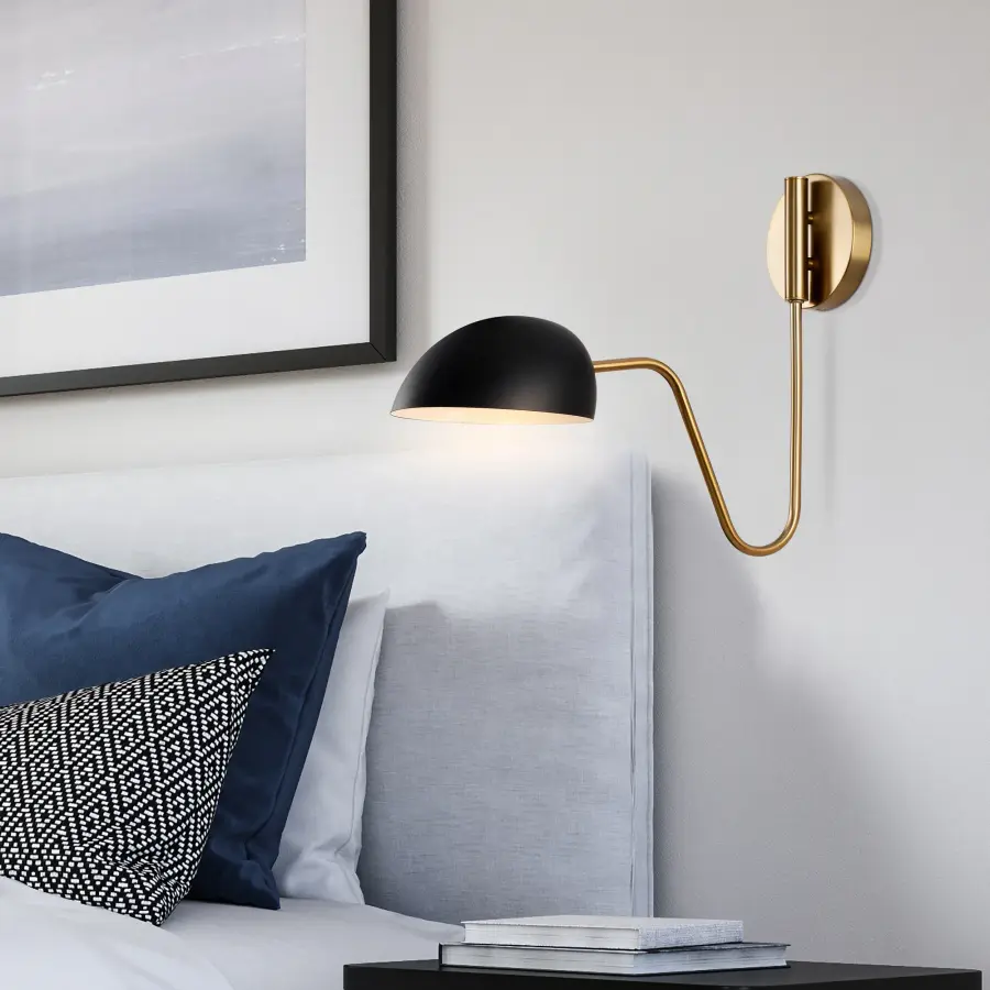 Trilby 1-Light Adjustable Wall Sconce in Matte Black with Burnished Brass - Image 5