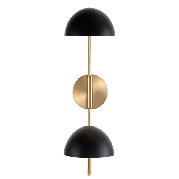 Trilby 2-Light Adjustable Wall Sconce in Matte Black with Burnished Brass - Image 2