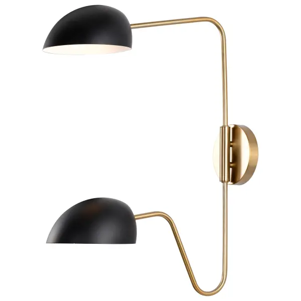 Trilby 2-Light Adjustable Wall Sconce in Matte Black with Burnished Brass - Image 4