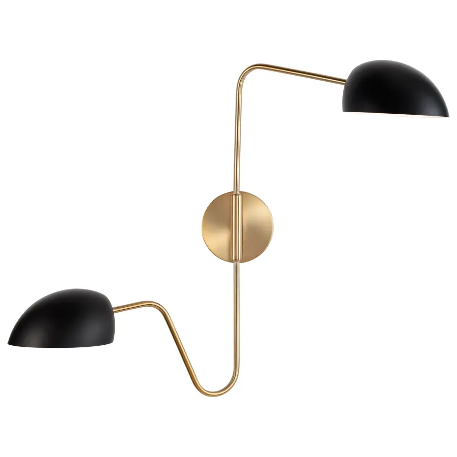 Trilby 2-Light Adjustable Wall Sconce in Matte Black with Burnished Brass - Image 5