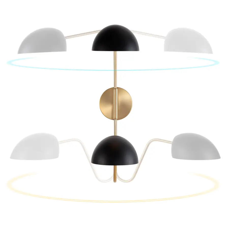Trilby 2-Light Adjustable Wall Sconce in Matte Black with Burnished Brass - Image 6