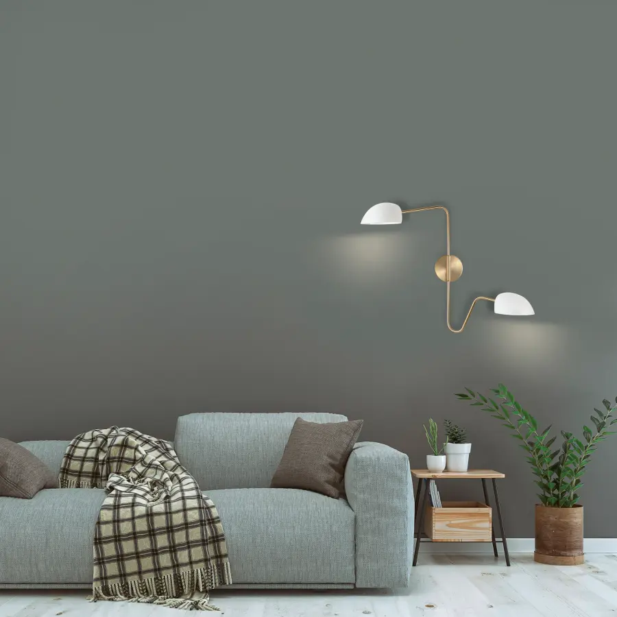 Trilby 2-Light Adjustable Wall Sconce in Matte White with Burnished Brass - Image 12