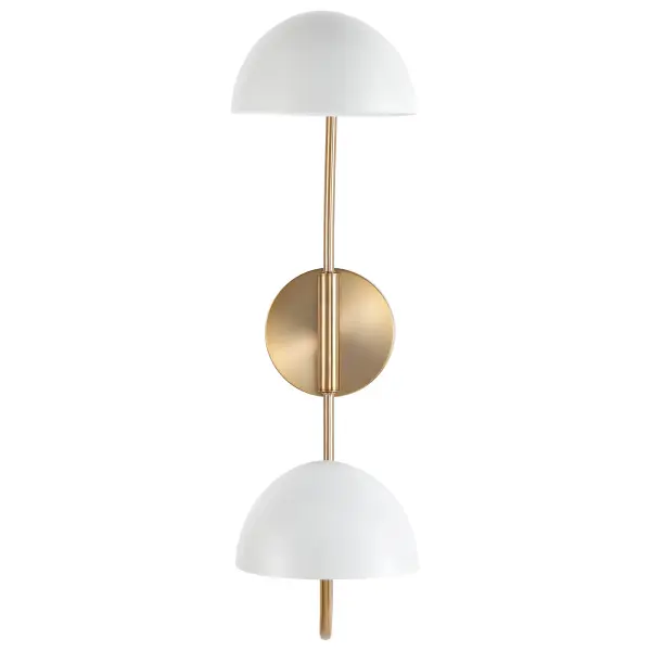 Trilby 2-Light Adjustable Wall Sconce in Matte White with Burnished Brass - Image 3