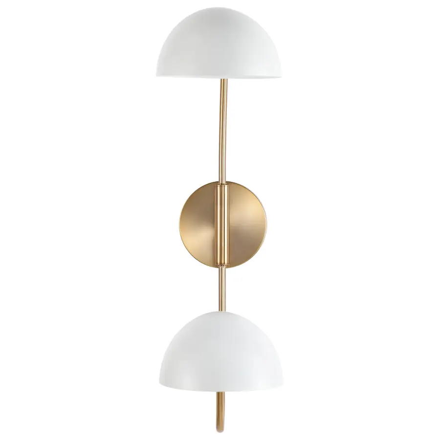 Trilby 2-Light Adjustable Wall Sconce in Matte White with Burnished Brass - Image 3