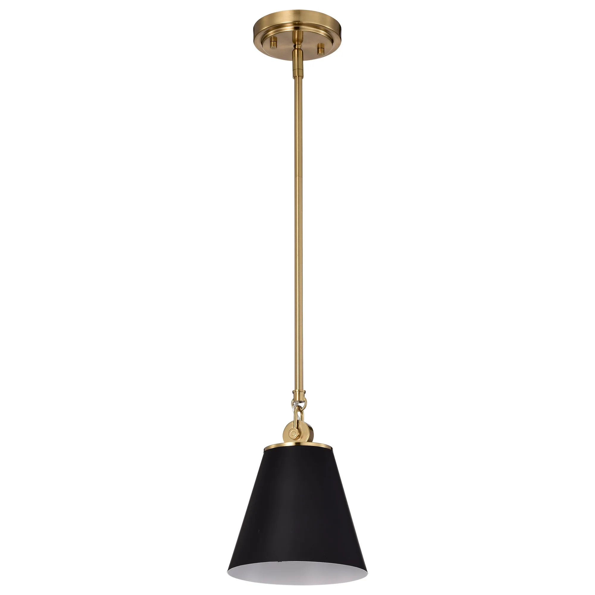 Dover Small Pendant Light in Black with Vintage Brass
