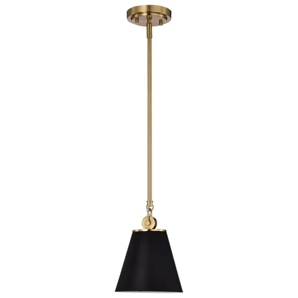 Dover Small Pendant Light in Black with Vintage Brass - Image 3