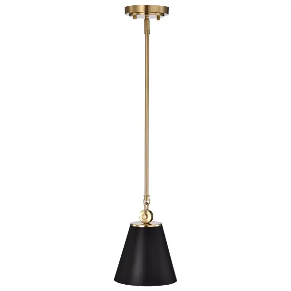 Dover Small Pendant Light in Black with Vintage Brass - Image 4