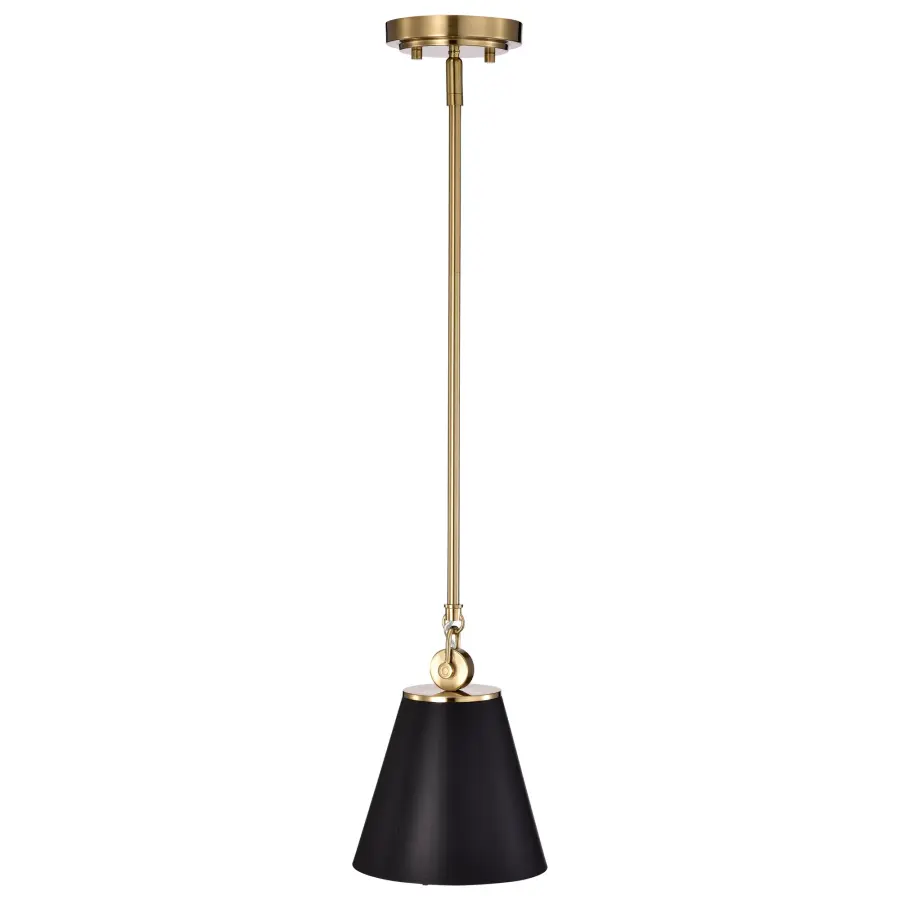 Dover Small Pendant Light in Black with Vintage Brass - Image 4