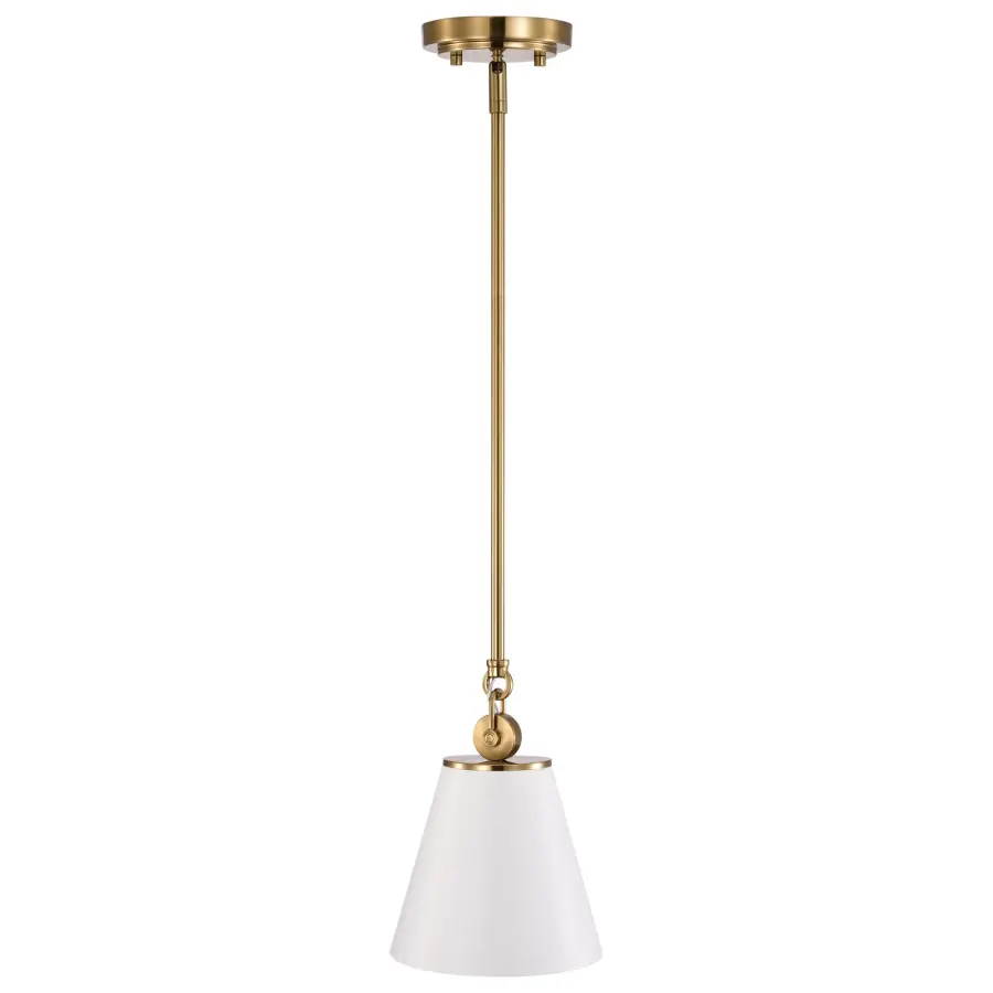 Dover Small Pendant Light in White with Vintage Brass - Image 2