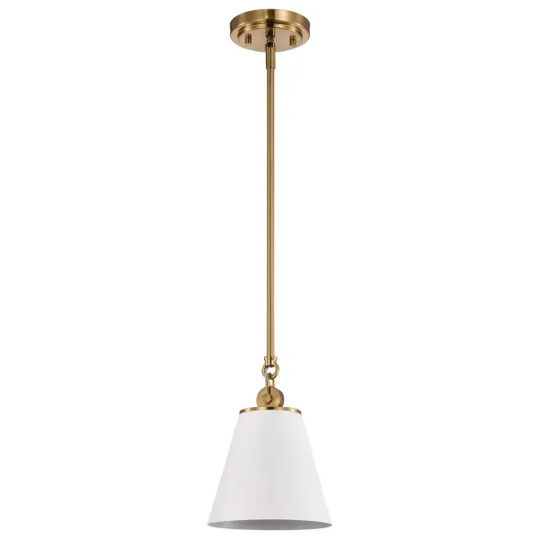 Dover Small Pendant Light in White with Vintage Brass - Image 3