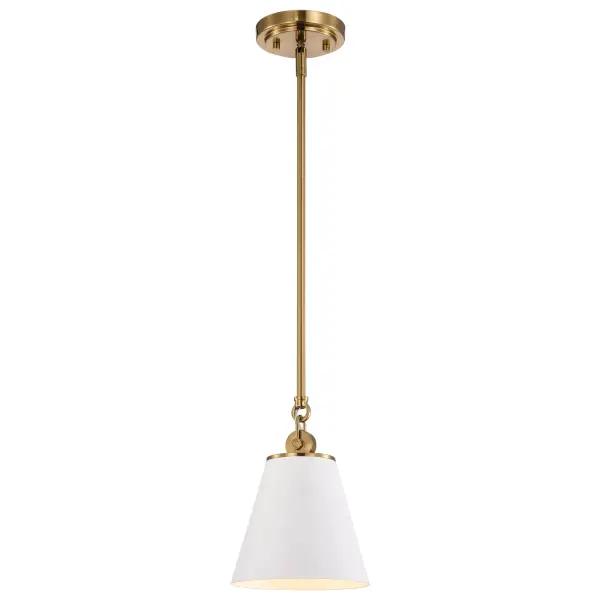 Dover Small Pendant Light in White with Vintage Brass - Image 4