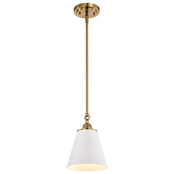 Dover Small Pendant Light in White with Vintage Brass - Image 5