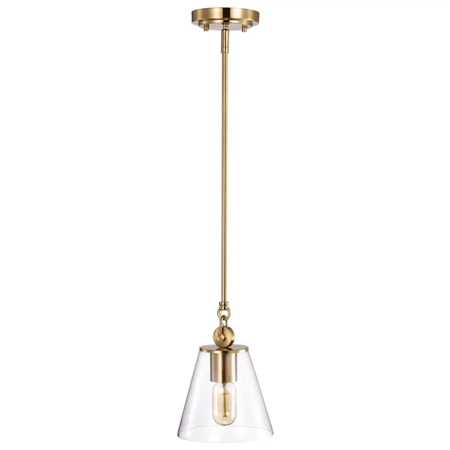 Dover Small Pendant Light in Vintage Brass with Clear Glass - Image 2