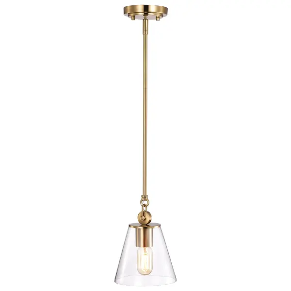 Dover Small Pendant Light in Vintage Brass with Clear Glass - Image 3