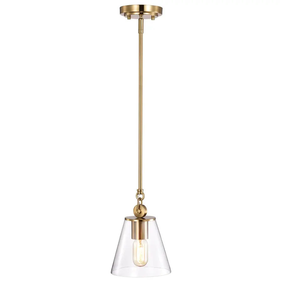 Dover Small Pendant Light in Vintage Brass with Clear Glass - Image 3
