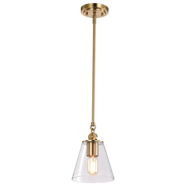 Dover Small Pendant Light in Vintage Brass with Clear Glass - Image 4