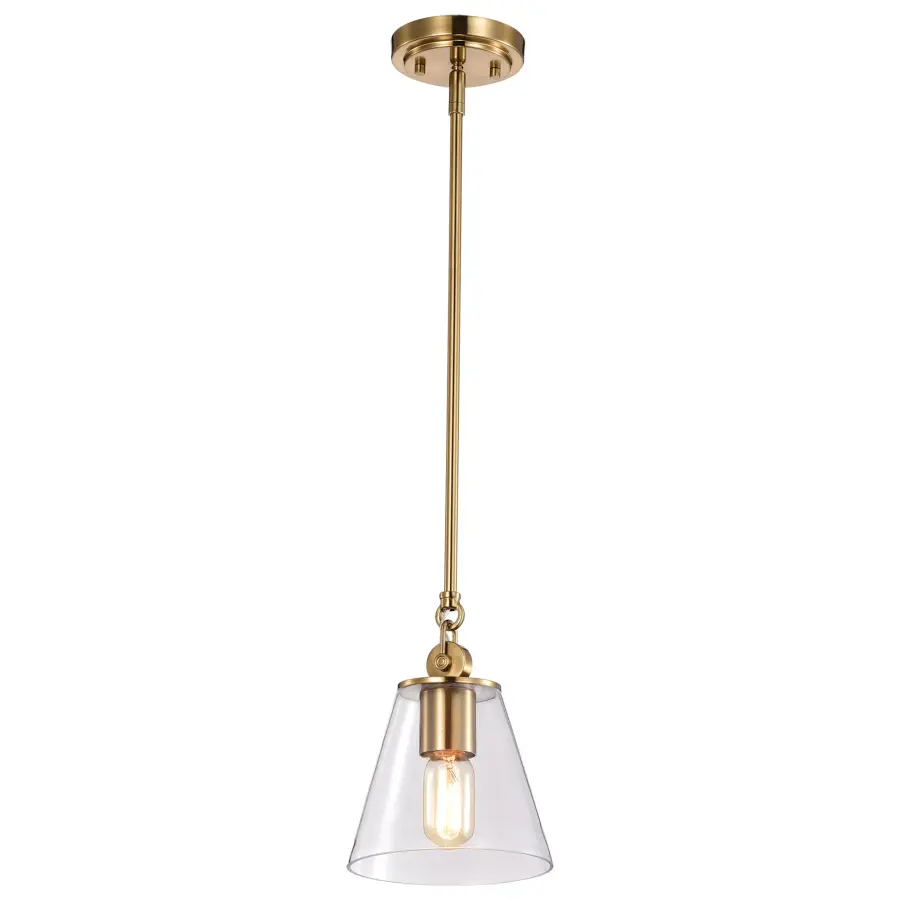Dover Small Pendant Light in Vintage Brass with Clear Glass - Image 4