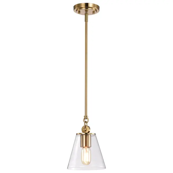 Dover Small Pendant Light in Vintage Brass with Clear Glass - Image 5