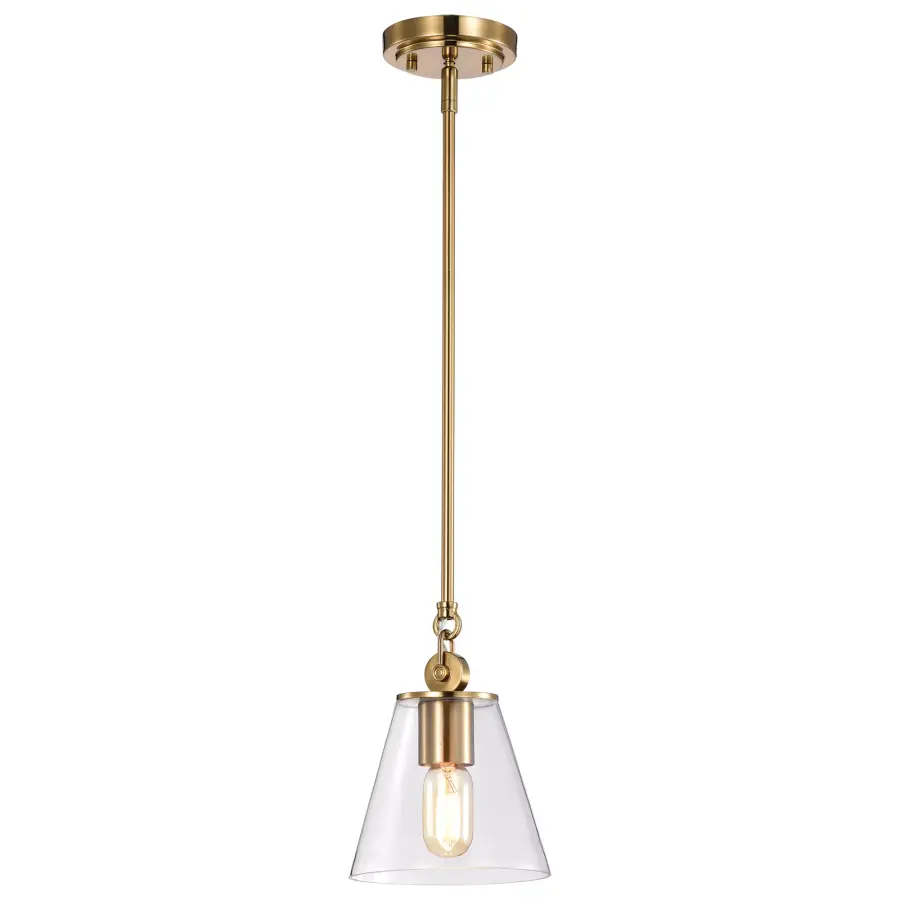 Dover Small Pendant Light in Vintage Brass with Clear Glass - Image 5