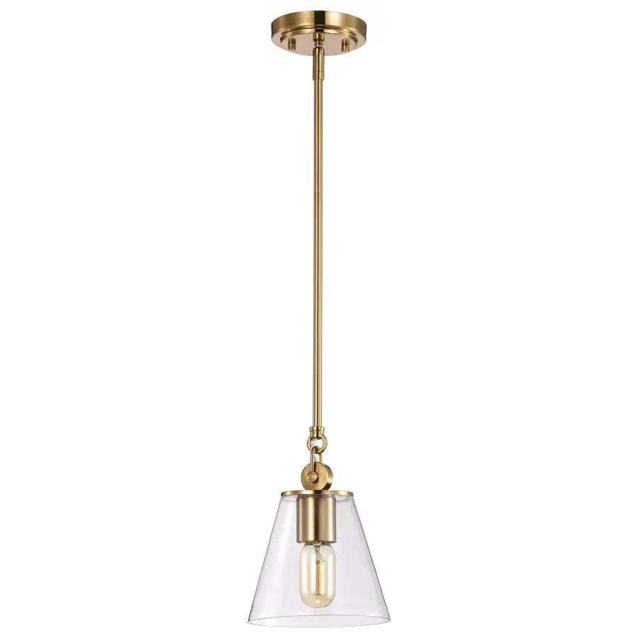 Dover Small Pendant Light in Vintage Brass with Clear Glass - Image 6
