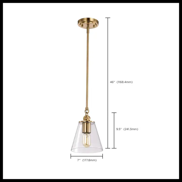 Dover Small Pendant Light in Vintage Brass with Clear Glass - Image 8