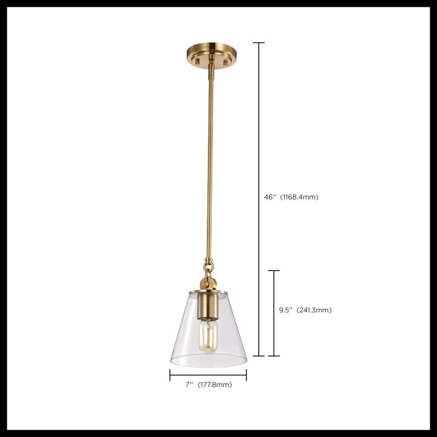 Dover Small Pendant Light in Vintage Brass with Clear Glass - Image 8
