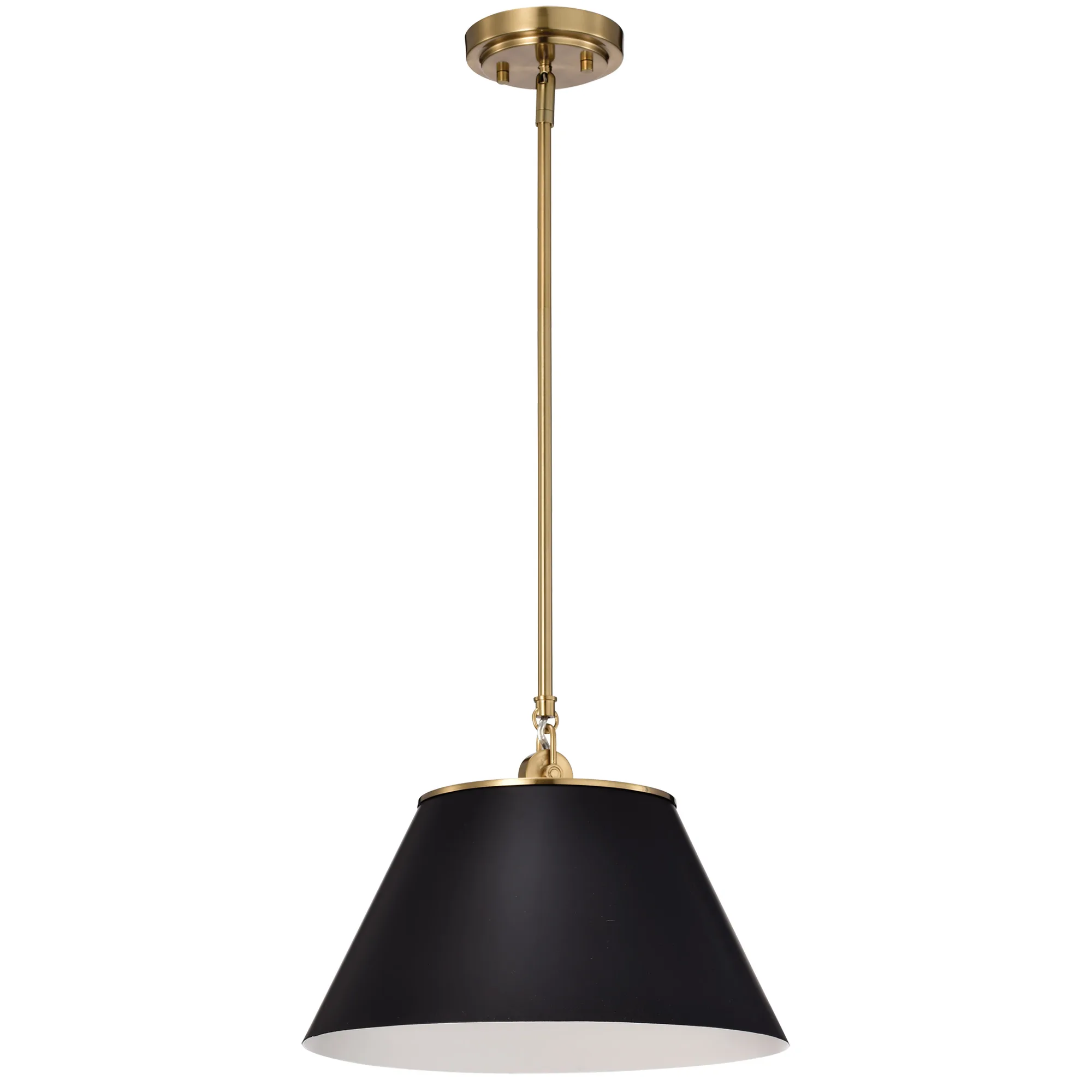 Dover Medium Pendant in Black with Vintage Brass