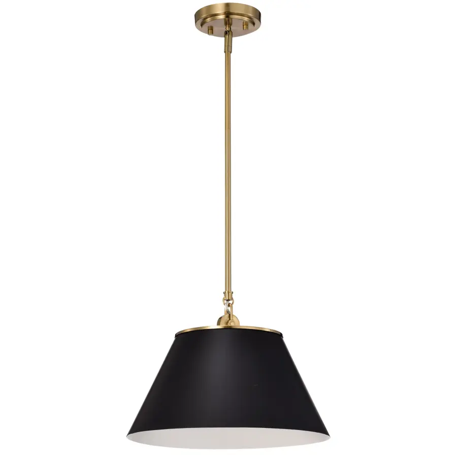 Dover Medium Pendant in Black with Vintage Brass - Image 1