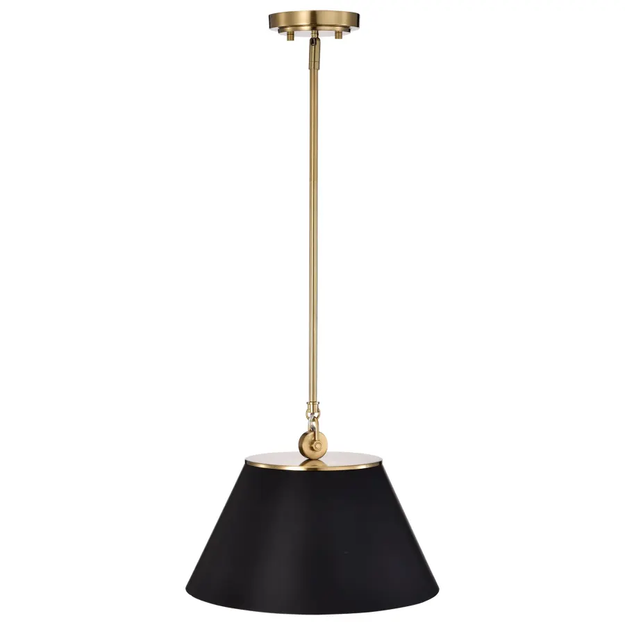 Dover Medium Pendant in Black with Vintage Brass - Image 2
