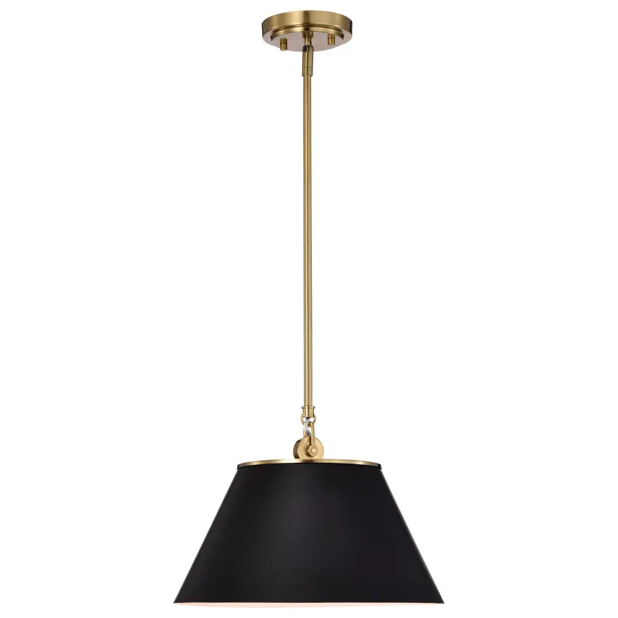 Dover Medium Pendant in Black with Vintage Brass - Image 3