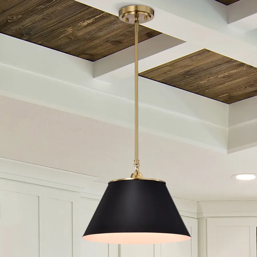 Dover Medium Pendant in Black with Vintage Brass - Image 6