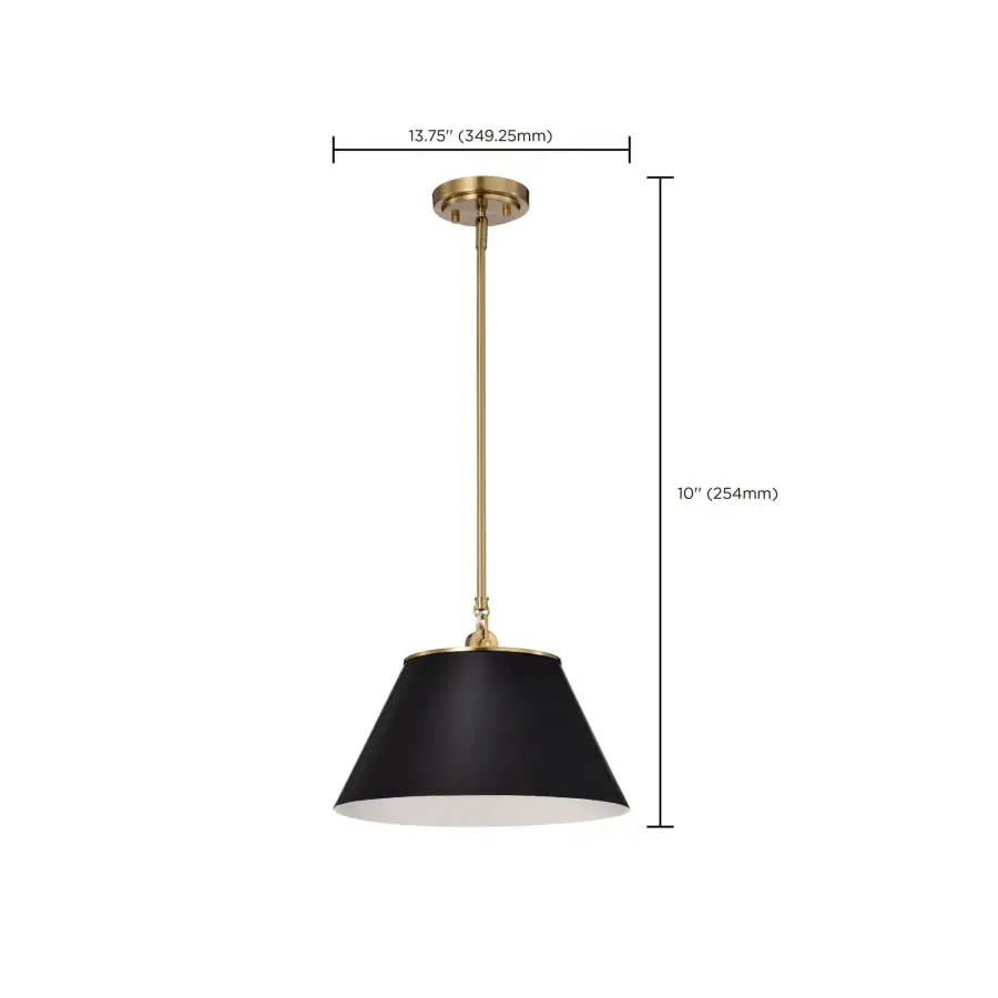 Dover Medium Pendant in Black with Vintage Brass - Image 7