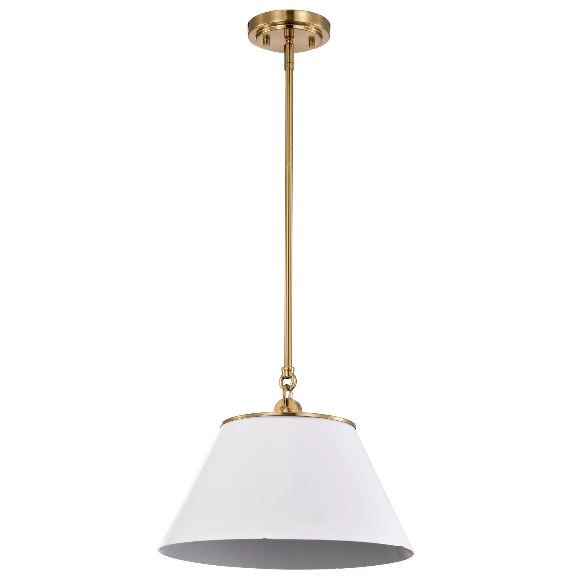 Dover Medium Pendant Light in White with Vintage Brass