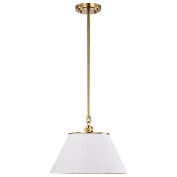 Dover Medium Pendant Light in White with Vintage Brass - Image 3