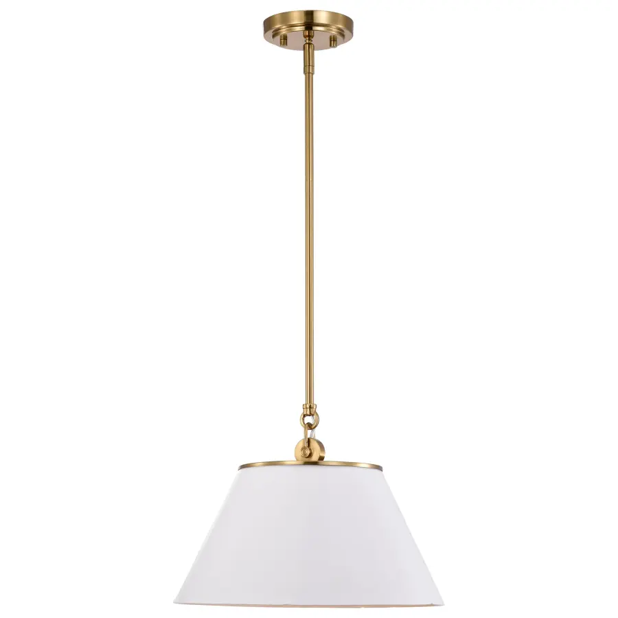 Dover Medium Pendant Light in White with Vintage Brass - Image 3