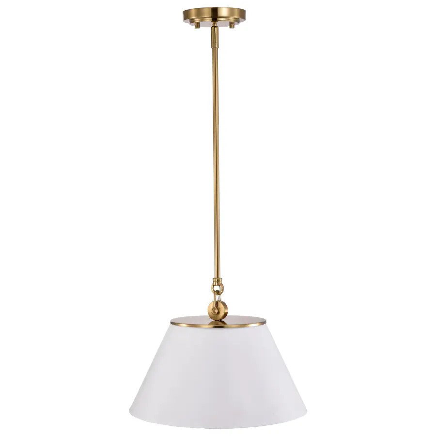 Dover Medium Pendant Light in White with Vintage Brass - Image 4