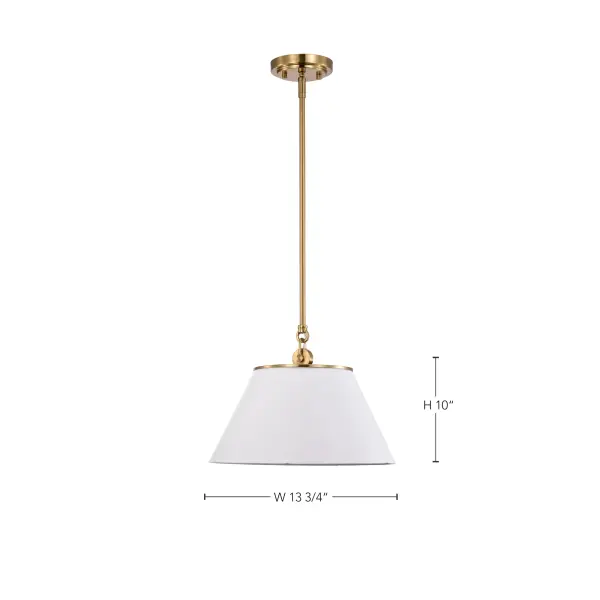 Dover Medium Pendant Light in White with Vintage Brass - Image 7