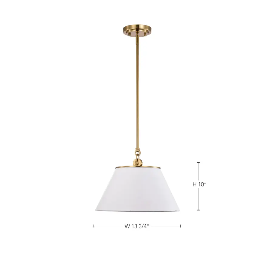 Dover Medium Pendant Light in White with Vintage Brass - Image 7
