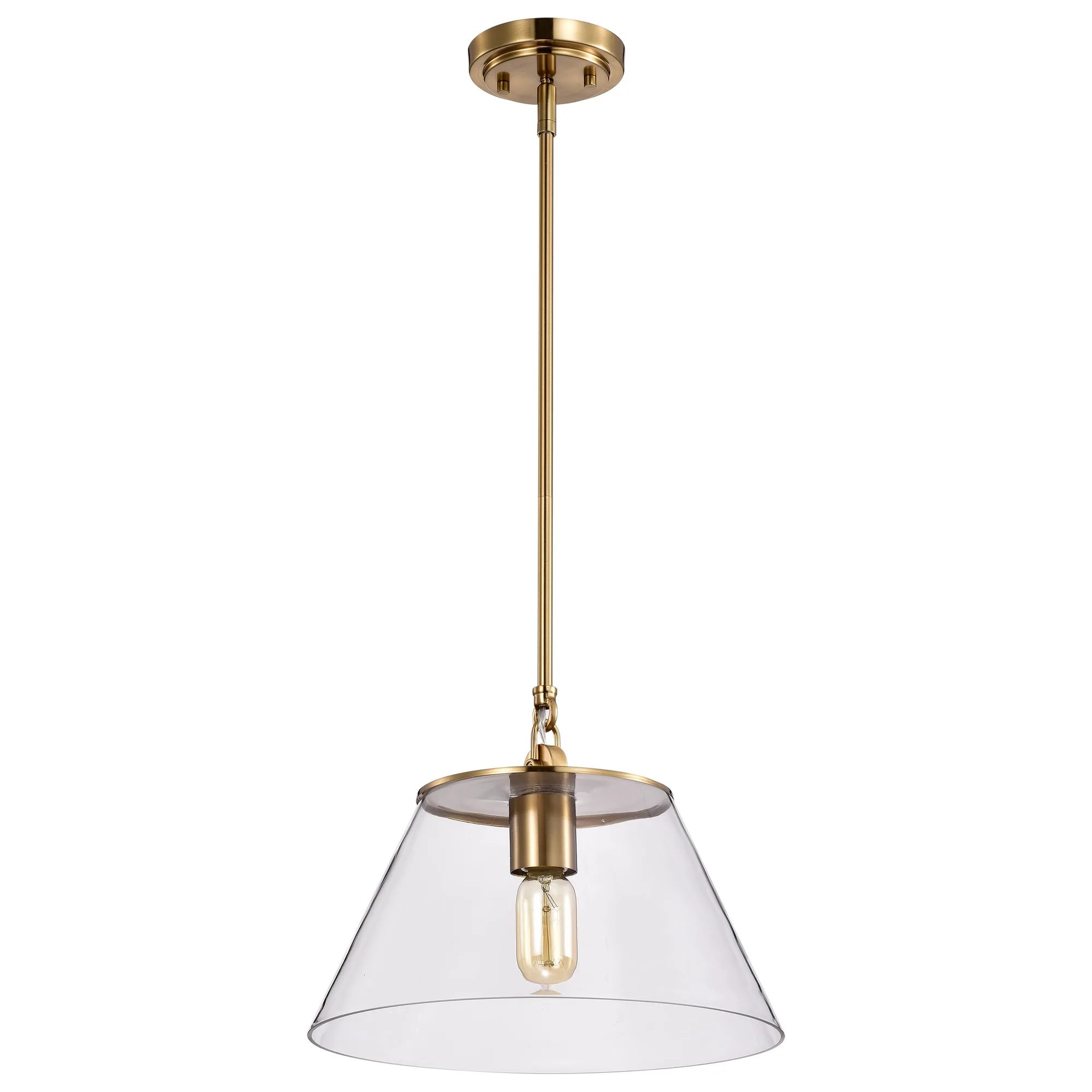 Dover Medium Pendant Light in Vintage Brass with Clear Glass