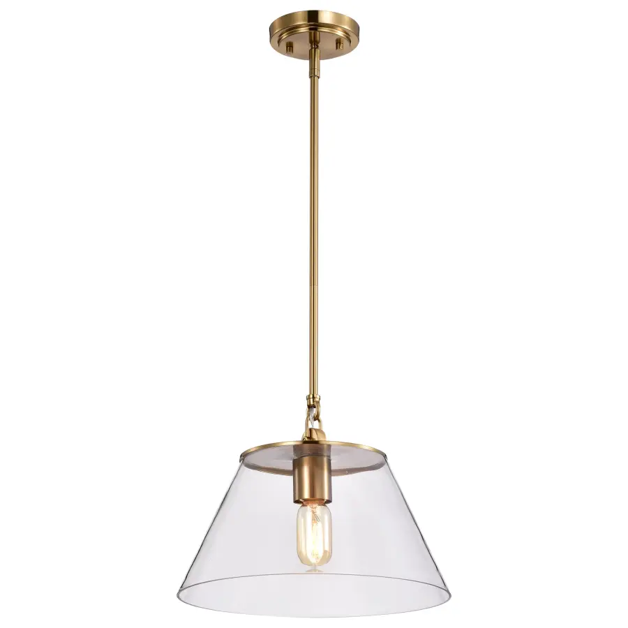 Dover Medium Pendant Light in Vintage Brass with Clear Glass - Image 2