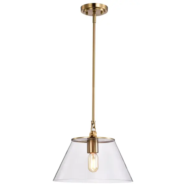 Dover Medium Pendant Light in Vintage Brass with Clear Glass - Image 3