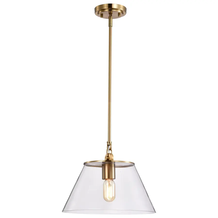 Dover Medium Pendant Light in Vintage Brass with Clear Glass - Image 3