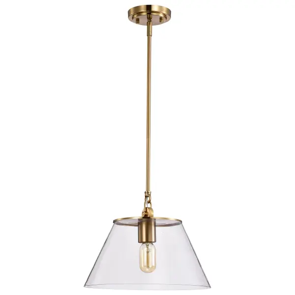 Dover Medium Pendant Light in Vintage Brass with Clear Glass - Image 4