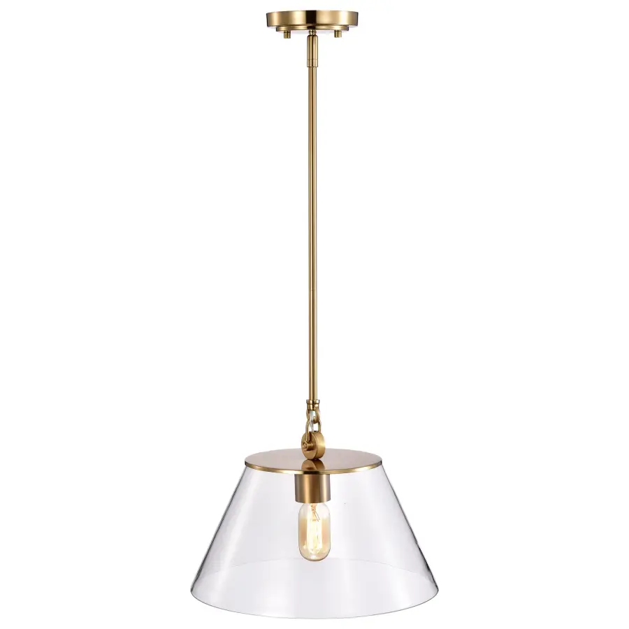 Dover Medium Pendant Light in Vintage Brass with Clear Glass - Image 5