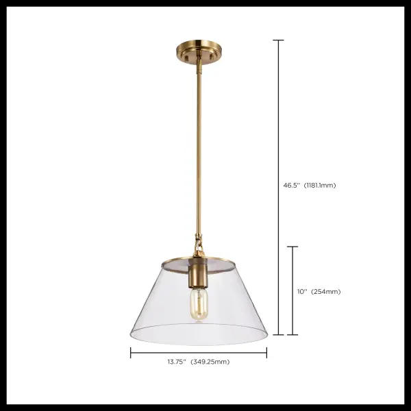 Dover Medium Pendant Light in Vintage Brass with Clear Glass - Image 9