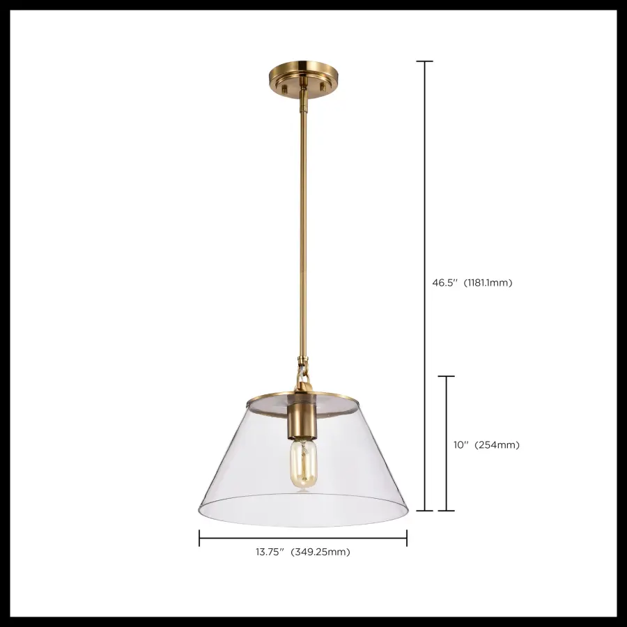 Dover Medium Pendant Light in Vintage Brass with Clear Glass - Image 9