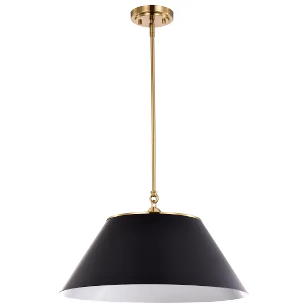 Dover Large Pendant - 3 Light Black with Vintage Brass - Image 1