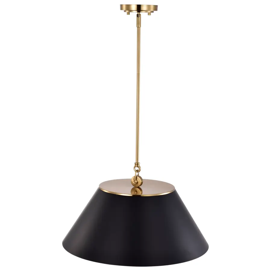 Dover Large Pendant - 3 Light Black with Vintage Brass - Image 2