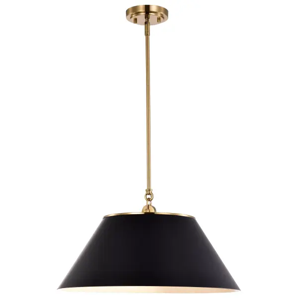 Dover Large Pendant - 3 Light Black with Vintage Brass - Image 3
